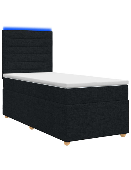 Letto box spring con materasso Nero 80 x 200 cm Tessuto