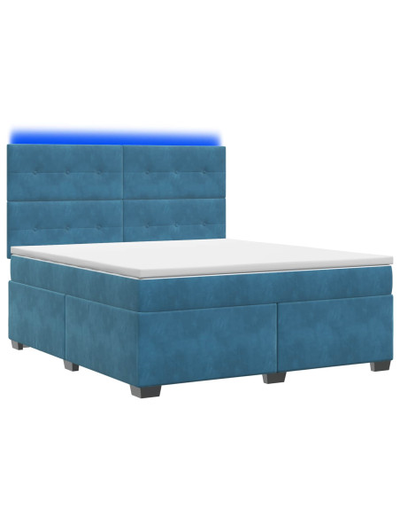 Letto box spring con materasso Blu 140 x 200 cm Velluto