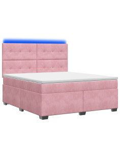 Letto box spring con materasso Rosa 140 x 200 cm Velluto