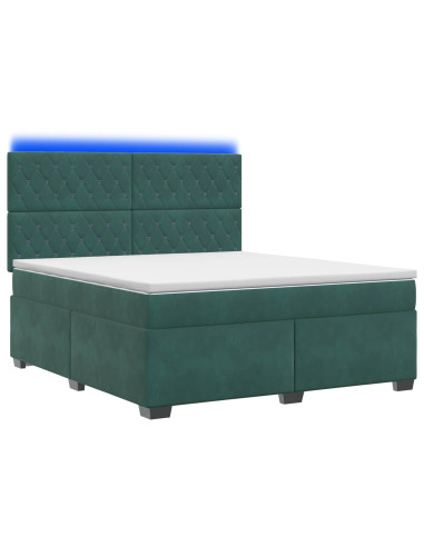 Letto box spring con materasso Verde Scuro 140 x 190 cm Velluto