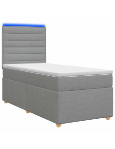 Letto box spring con materasso Grigio Chiaro 100 x 200 cm