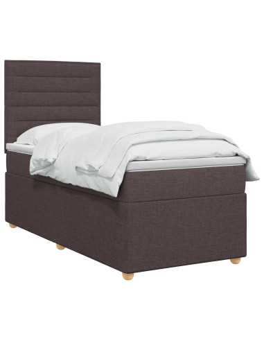 Letto box spring con materasso Marrone Scuro 100 x 200 cm