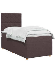 Letto box spring con materasso Marrone Scuro 100 x 200 cm 2