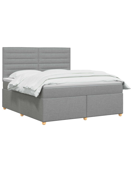 Letto box spring con materasso Grigio Chiaro 140 x 190 cm