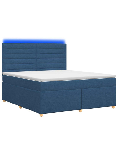Letto box spring con materasso Blu 140 x 190 cm Tessuto