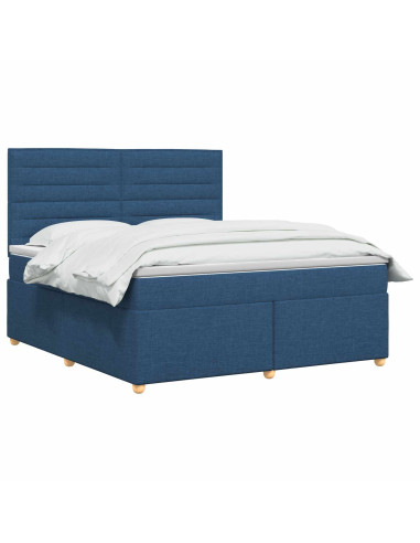 Letto box spring con materasso Blu 140 x 190 cm Tessuto