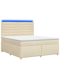 Letto box spring con materasso Crema 140 x 200 cm Tessuto