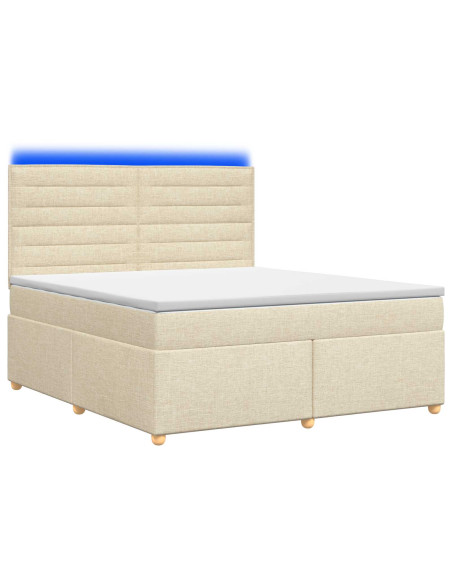 Letto box spring con materasso Crema 140 x 200 cm Tessuto