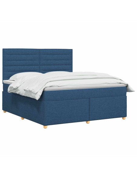 Letto box spring con materasso Blu 140 x 200 cm Tessuto