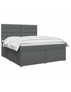 Letto box spring con materasso Grigio Scuro 140 x 200 cm 2