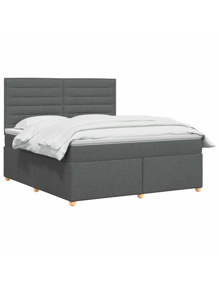 Letto box spring con materasso Grigio Scuro 160 x 200 cm
