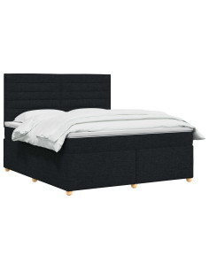 Letto box spring con materasso Nero 160 x 200 cm Tessuto 2