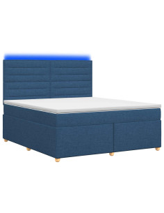 Letto box spring con materasso Blu 180 x 200 cm Tessuto
