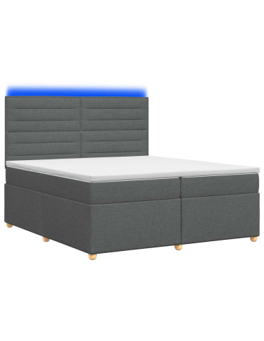 Letto box spring con materasso Grigio Scuro 200 x 200 cm