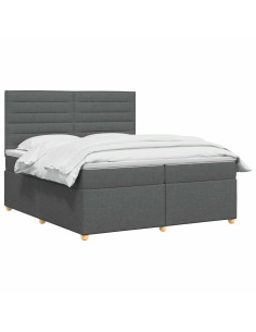 Letto box spring con materasso Grigio Scuro 200 x 200 cm 2