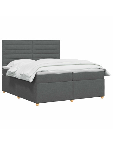 Letto box spring con materasso Grigio Scuro 200 x 200 cm