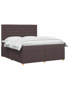 Letto box spring con materasso Marrone Scuro 200 x 200 cm 2
