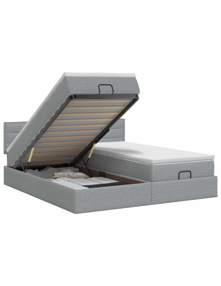 Letto ottomano con materasso 2 pz Grigio Chiaro Tessuto