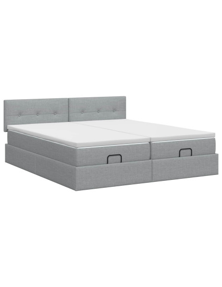 Letto ottomano con materasso 2 pz Grigio Chiaro Tessuto