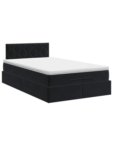 Letto ottomano con materasso Nero 120 x 190 cm Velluto