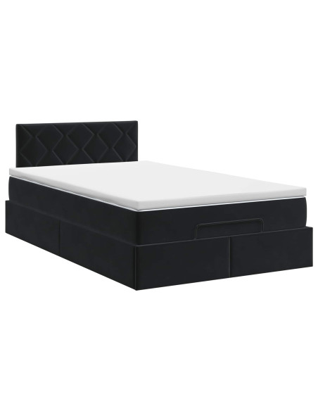 Letto ottomano con materasso Nero 120 x 190 cm Velluto