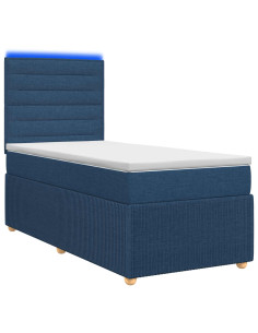 Letto Box Spring LED con Materasso Blu 80 x 200 cm Tessuto
