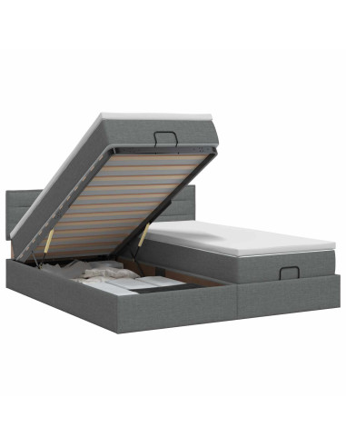 Letto ottomano con materasso 2 pz Grigio Scuro Tessuto