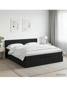 Letto ottomano con materasso Nero 200 x 200 cm Tessuto