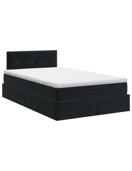 Letto ottomano con materasso Nero 120 x 190 cm Velluto