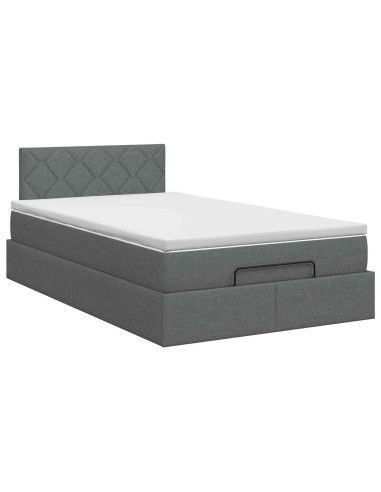 Letto ottomano con materasso Grigio Scuro 120 x 190 cm Tessuto