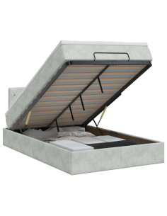 Letto ottomano con materasso Grigio Chiaro 120 x 200 cm Velluto