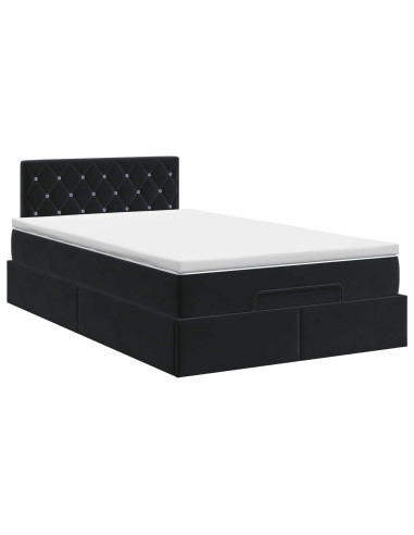 Letto ottomano con materasso Nero 120 x 190 cm Velluto