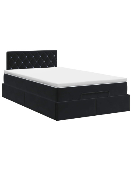 Letto ottomano con materasso Nero 120 x 190 cm Velluto