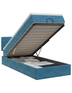 Letto ottomano con materasso Blu Scuro 90 x 190 cm Velluto