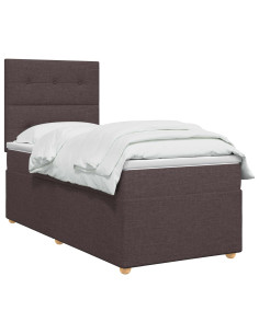 Letto Box Spring LED con Materasso Marrone Scuro 80 x 200 cm 2