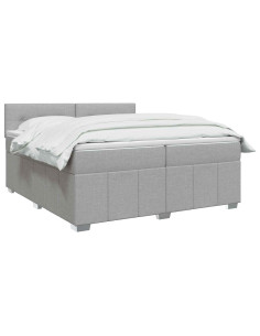 Letto Box Spring LED con Materasso Grigio Chiaro 200 x 200 cm 2