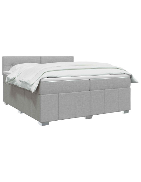 Letto Box Spring LED con Materasso Grigio Chiaro 200 x 200 cm
