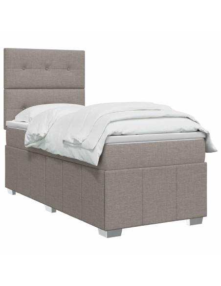 Letto Box Spring LED con Materasso Tortora 90 x 200 cm Tessuto