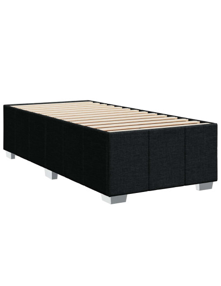 Letto Box Spring LED con Materasso Nero 90 x 200 cm Tessuto