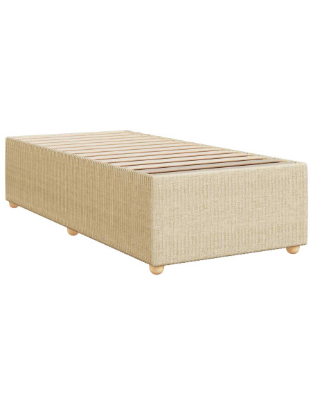 Letto Box Spring LED con Materasso Crema 90 x 190 cm Tessuto