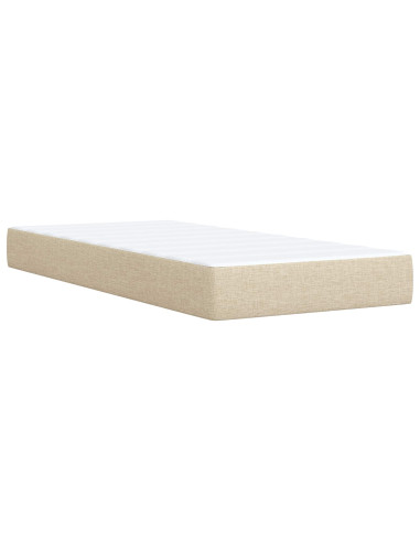 Letto Box Spring LED con Materasso Crema 90 x 190 cm Tessuto