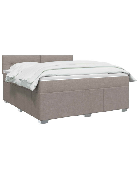 Letto Box Spring LED con Materasso Tortora 180 x 200 cm Tessuto