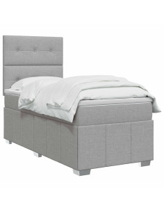 Letto Box Spring LED con Materasso Grigio Chiaro 90 x 190 cm 2