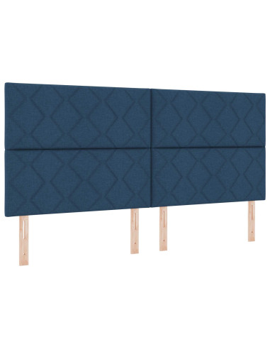 Letto Box Spring LED con Materasso Blu 200 x 200 cm Tessuto