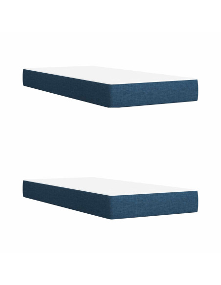 Letto Box Spring LED con Materasso Blu 200 x 200 cm Tessuto