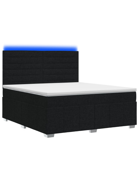 Letto Box Spring LED con Materasso Nero 180 x 200 cm Tessuto