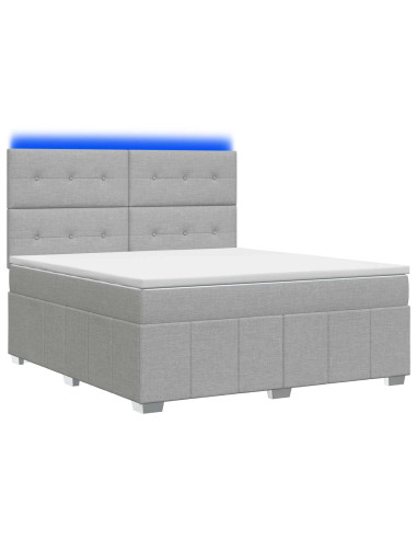 Letto Box Spring LED con Materasso Grigio Chiaro 180 x 200 cm
