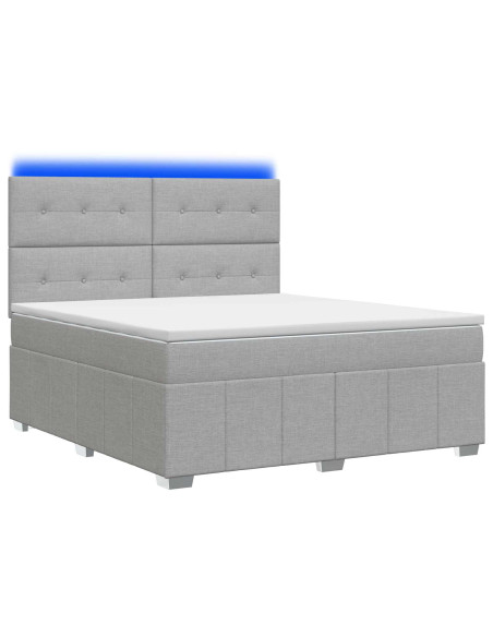 Letto Box Spring LED con Materasso Grigio Chiaro 180 x 200 cm