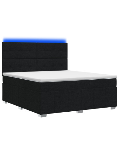 Letto Box Spring LED con Materasso Nero 180 x 200 cm Tessuto
