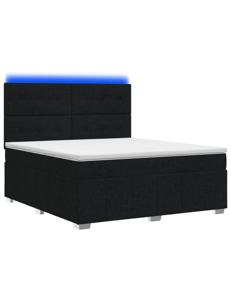 Letto Box Spring LED con Materasso Nero 180 x 200 cm Tessuto